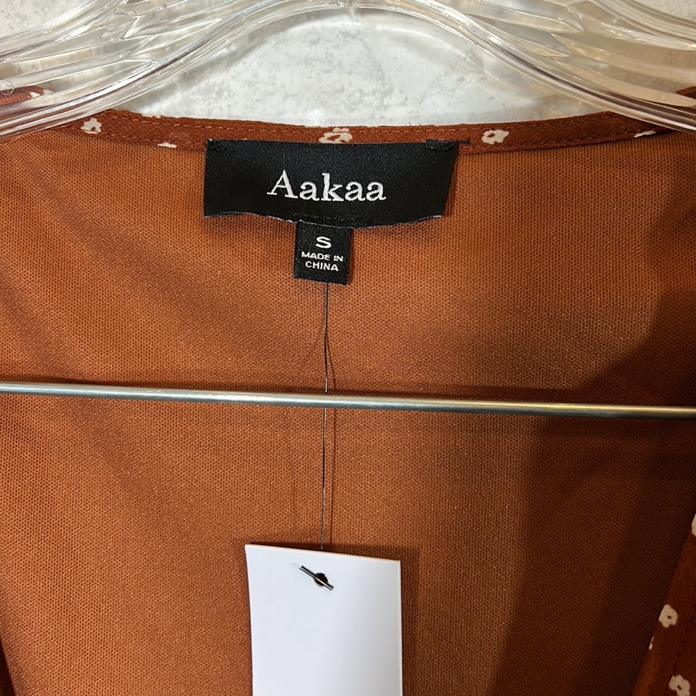 Aakaa floral rust wrap dress size Small - Picture 6 of 13